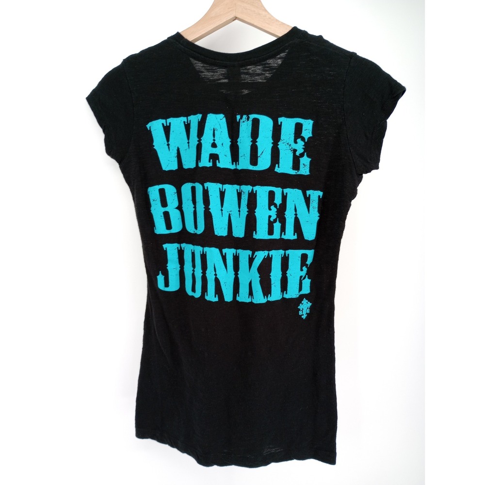 y2k Wade Bowen Graphic T-Shirt Womens Small Black Peace Love & Trouble Junkie